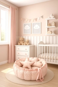 STQUEEN Büyük Boy Organik Kumaş Pembe Pink Açılır Kapanır Uyku ve Oyun Minderi 150X150